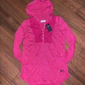 Girls Abercrombie hot pink lace long sleeve shirt!